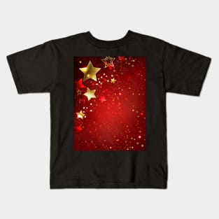 Gold Stars on a Red Background Kids T-Shirt